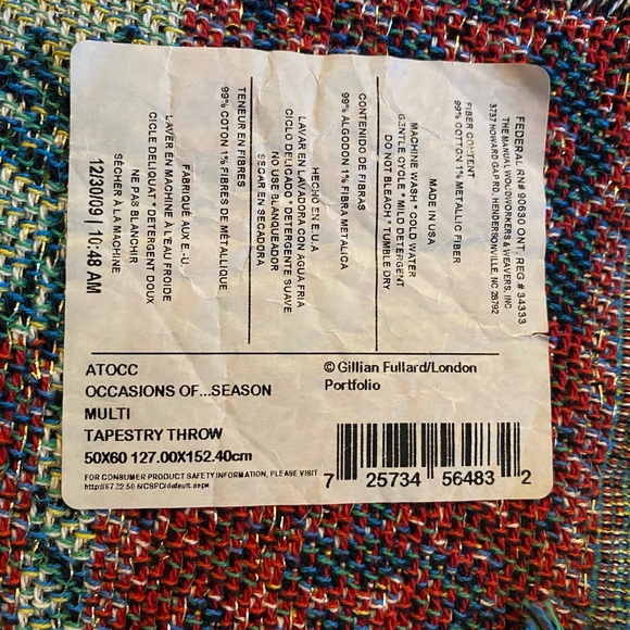 Christmas Tapestry Throw Blanket Poinsettia Holly Berries 50 x 60 Made in USA - Picture 12 of 12